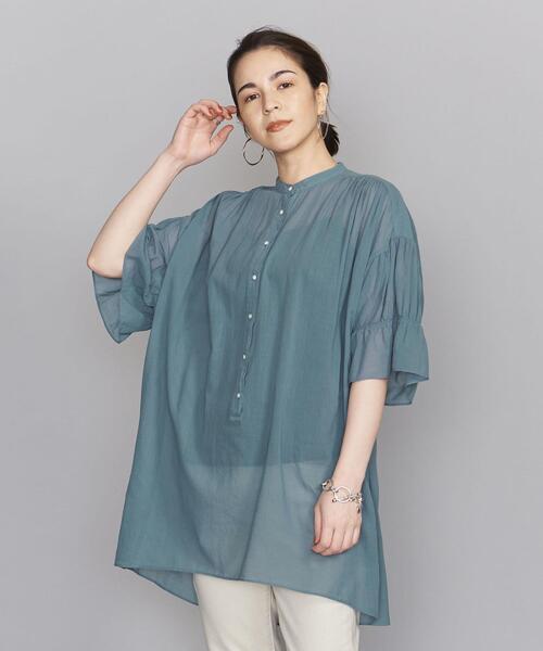 BEAUTY&YOUTH UNITED ARROWS(ビューティーアンドユースユナイテッドアローズ)の「BY コットンワイドギャザーチュニック(シャツ/ブラウス・レディース・ホワイト/パープル/コバルトブルー・FREE)」の1枚目の写真