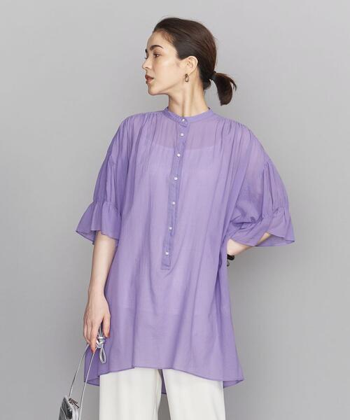 BEAUTY&YOUTH UNITED ARROWS(ビューティーアンドユースユナイテッドアローズ)の「BY コットンワイドギャザーチュニック(シャツ/ブラウス・レディース・ホワイト/パープル/コバルトブルー・FREE)」の4枚目の写真