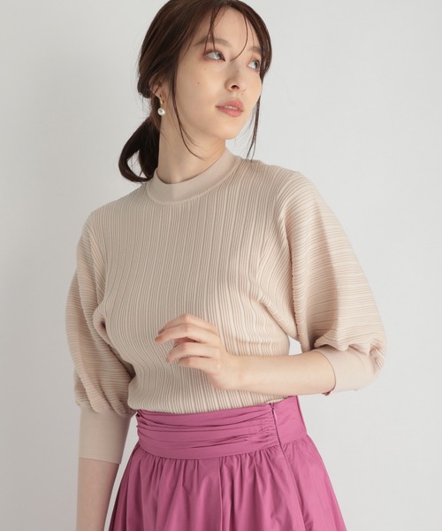 Andemiu（アンデミュウ）の「ソデボリュームリブニット216836（ニット/セーター・レディース・ブラック/ベージュ/ブラウン/ブルー・FREE）」の4枚目の写真