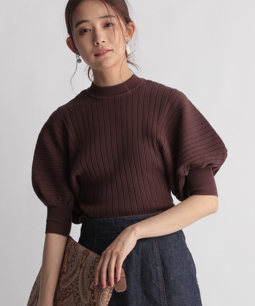 Andemiu（アンデミュウ）の「ソデボリュームリブニット216836（ニット/セーター・レディース・ブラック/ベージュ/ブラウン/ブルー・FREE）」の6枚目の写真