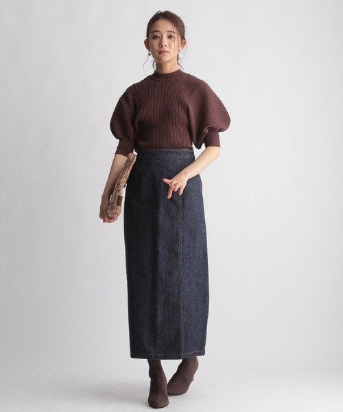 Andemiu（アンデミュウ）の「ソデボリュームリブニット216836（ニット/セーター・レディース・ブラック/ベージュ/ブラウン/ブルー・FREE）」の7枚目の写真