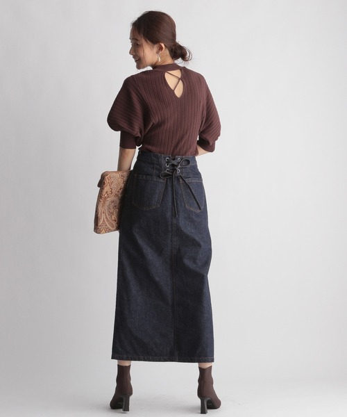 Andemiu（アンデミュウ）の「ソデボリュームリブニット216836（ニット/セーター・レディース・ブラック/ベージュ/ブラウン/ブルー・FREE）」の8枚目の写真