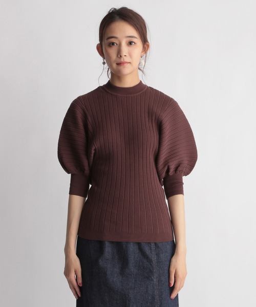 Andemiu（アンデミュウ）の「ソデボリュームリブニット216836（ニット/セーター・レディース・ブラック/ベージュ/ブラウン/ブルー・FREE）」の9枚目の写真