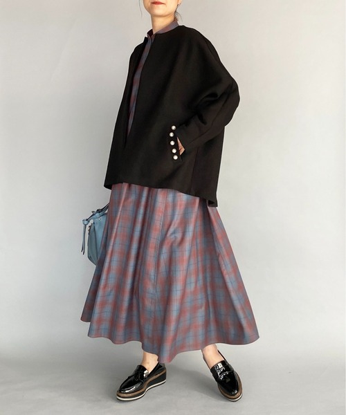 PICCIN(ピッチン)の「カルゼポケットパールショートコート(その他アウター・レディース・ブラック/ベージュ/マスタード・M)」の11枚目の写真