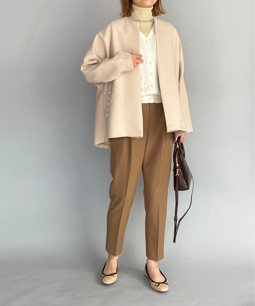 PICCIN(ピッチン)の「カルゼポケットパールショートコート(その他アウター・レディース・ブラック/ベージュ/マスタード・M)」の20枚目の写真