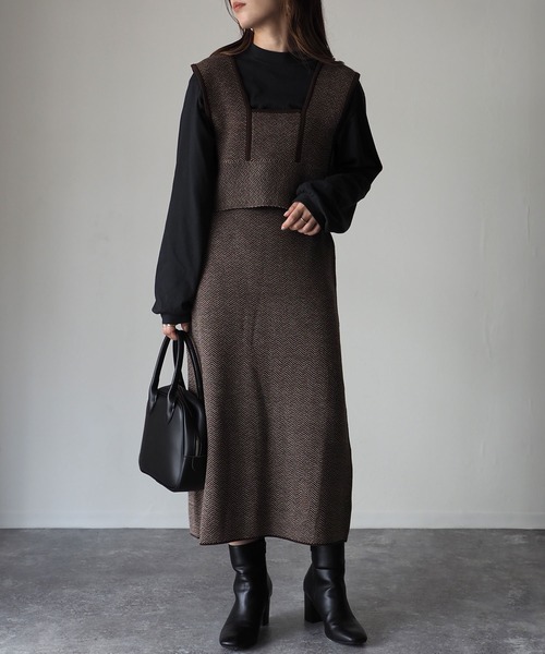 Riberry（リベリー）の「ジャガード編みニットビスチェ（ベスト・レディース・ブラック/ブラウン・MEDIUM）」の8枚目の写真