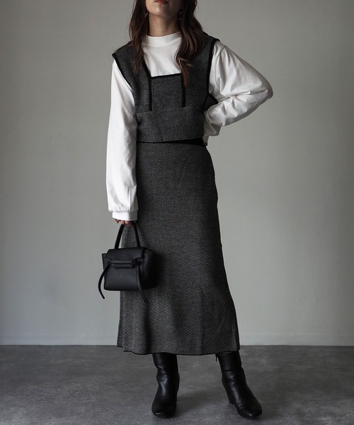 Riberry（リベリー）の「ジャガード編みニットビスチェ（ベスト・レディース・ブラック/ブラウン・MEDIUM）」の5枚目の写真