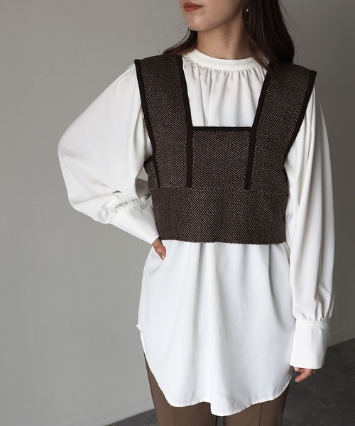 Riberry（リベリー）の「ジャガード編みニットビスチェ（ベスト・レディース・ブラック/ブラウン・MEDIUM）」の13枚目の写真