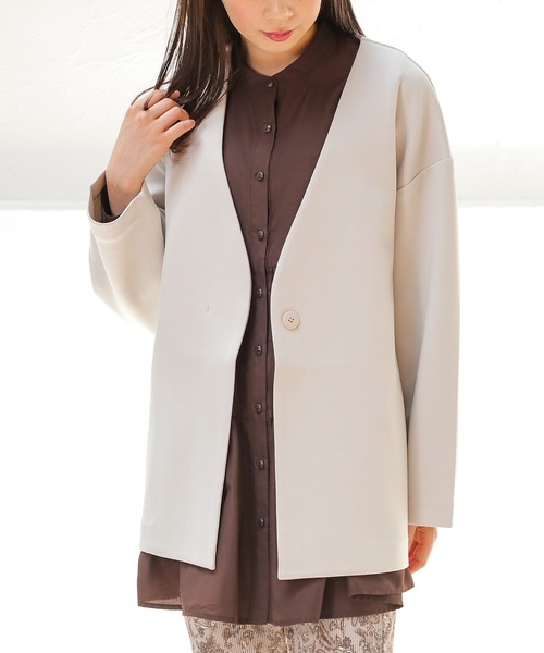 Honeys（ハニーズ）の「カラーレスハーフコート（ノーカラーコート