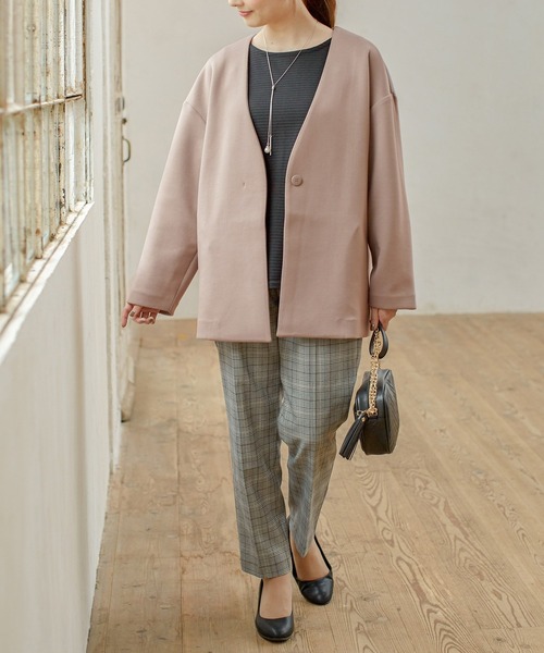 Honeys（ハニーズ）の「カラーレスハーフコート（ノーカラーコート