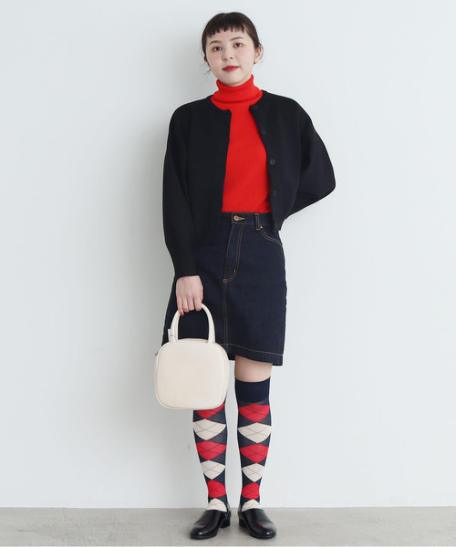 CHILD WOMAN(チャイルドウーマン)の「シルケット綿アーガイルハイソックス(ソックス/靴下・レディース・ネイビー/ブラウン・FREE)」の8枚目の写真