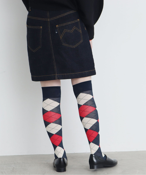 CHILD WOMAN(チャイルドウーマン)の「シルケット綿アーガイルハイソックス(ソックス/靴下・レディース・ネイビー/ブラウン・FREE)」の5枚目の写真