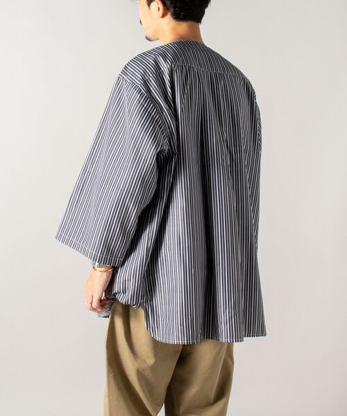 GLOSTER(グロスター)の「【GLOSTER/グロスター】ノーカラーキューバシャツ 7分袖(シャツ/ブラウス・メンズ・ブラック系その他/ブルー系その他・MEDIUM/LARGE)」の15枚目の写真