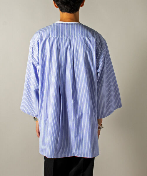 GLOSTER(グロスター)の「【GLOSTER/グロスター】ノーカラーキューバシャツ 7分袖(シャツ/ブラウス・メンズ・ブラック系その他/ブルー系その他・MEDIUM/LARGE)」の16枚目の写真