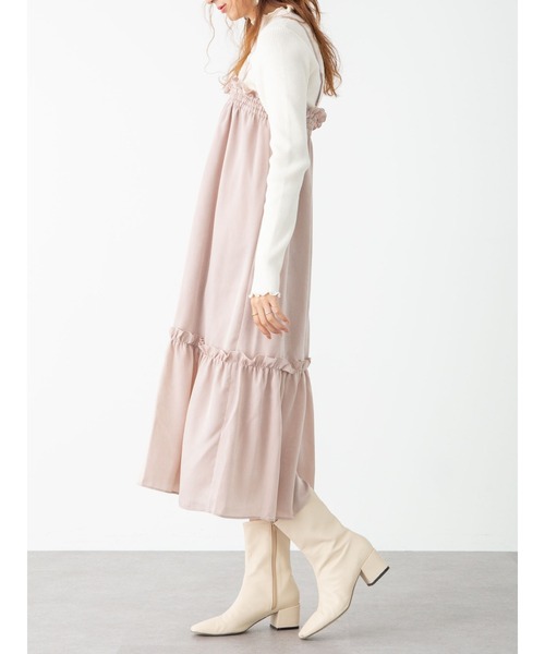 SLURR(スラ―)の「【2way】ギャザーフリルキャミワンピース(ワンピース・レディース・ベージュ/チョコ・FREE)」の7枚目の写真