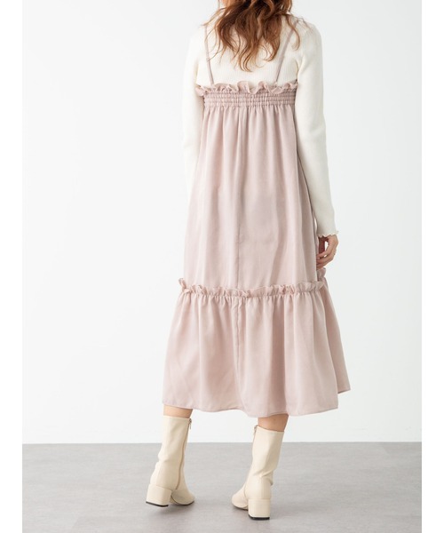 SLURR(スラ―)の「【2way】ギャザーフリルキャミワンピース(ワンピース・レディース・ベージュ/チョコ・FREE)」の5枚目の写真