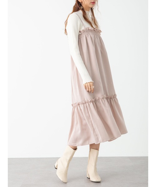 SLURR(スラ―)の「【2way】ギャザーフリルキャミワンピース(ワンピース・レディース・ベージュ/チョコ・FREE)」の11枚目の写真