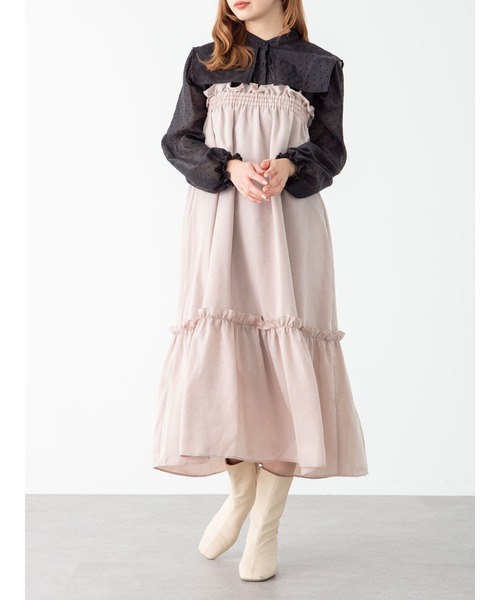 SLURR(スラ―)の「【2way】ギャザーフリルキャミワンピース(ワンピース・レディース・ベージュ/チョコ・FREE)」の9枚目の写真