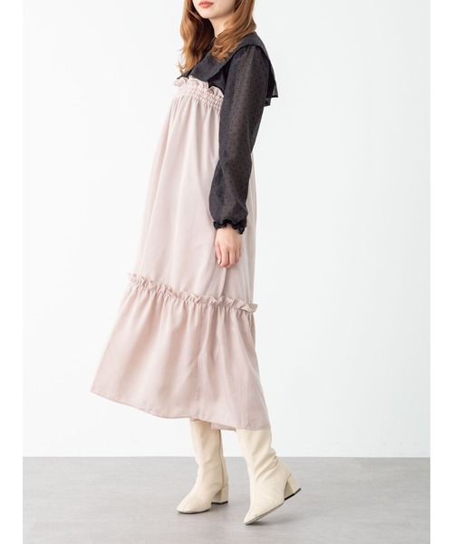 SLURR(スラ―)の「【2way】ギャザーフリルキャミワンピース(ワンピース・レディース・ベージュ/チョコ・FREE)」の8枚目の写真