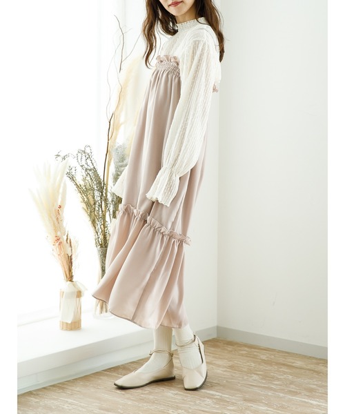 SLURR(スラ―)の「【2way】ギャザーフリルキャミワンピース(ワンピース・レディース・ベージュ/チョコ・FREE)」の13枚目の写真