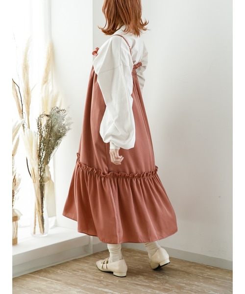 SLURR(スラ―)の「【2way】ギャザーフリルキャミワンピース(ワンピース・レディース・ベージュ/チョコ・FREE)」の18枚目の写真