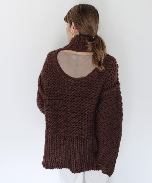 CLEIO（クレイオ）の「【CLEIO】ハンドメイドバックオープンニット（ニット/セーター・レディース・ベージュ/ブラウン/アイボリー・FREE）」の3枚目の写真
