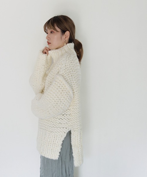 CLEIO（クレイオ）の「【CLEIO】ハンドメイドバックオープンニット（ニット/セーター・レディース・ベージュ/ブラウン/アイボリー・FREE）」の10枚目の写真