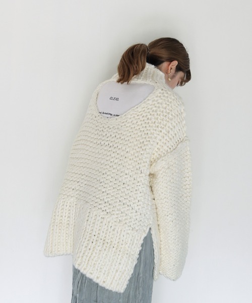 CLEIO（クレイオ）の「【CLEIO】ハンドメイドバックオープンニット（ニット/セーター・レディース・ベージュ/ブラウン/アイボリー・FREE）」の7枚目の写真