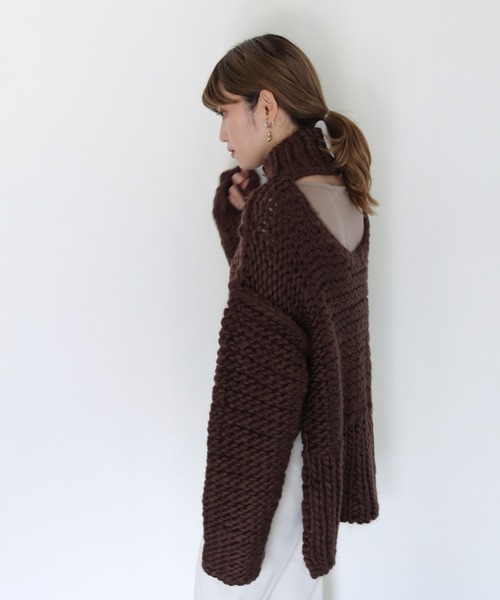 CLEIO（クレイオ）の「【CLEIO】ハンドメイドバックオープンニット（ニット/セーター・レディース・ベージュ/ブラウン/アイボリー・FREE）」の13枚目の写真