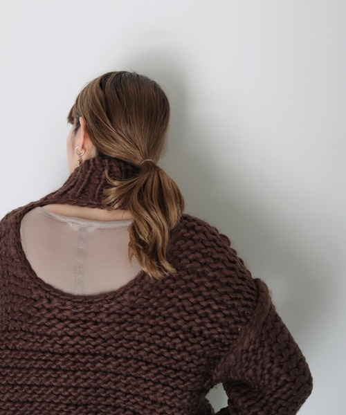 CLEIO（クレイオ）の「【CLEIO】ハンドメイドバックオープンニット（ニット/セーター・レディース・ベージュ/ブラウン/アイボリー・FREE）」の5枚目の写真