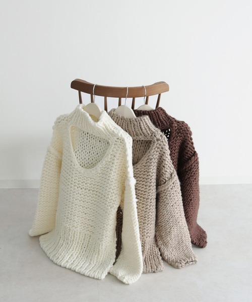 CLEIO（クレイオ）の「【CLEIO】ハンドメイドバックオープンニット（ニット/セーター・レディース・ベージュ/ブラウン/アイボリー・FREE）」の21枚目の写真