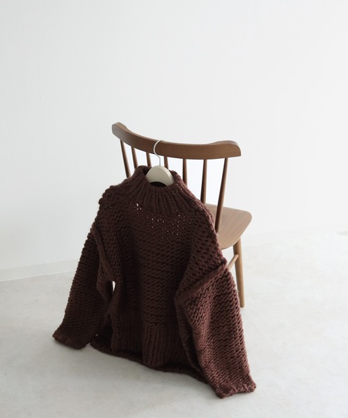 CLEIO（クレイオ）の「【CLEIO】ハンドメイドバックオープンニット（ニット/セーター・レディース・ベージュ/ブラウン/アイボリー・FREE）」の9枚目の写真