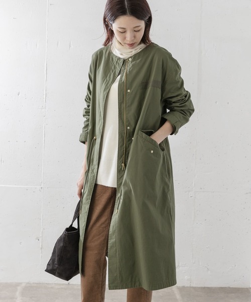 URBAN RESEARCH Sonny Label（アーバンリサーチサニーレーベル）の「【WEB限定】ノーカラーミリタリーコート（ミリタリージャケット・レディース・チャコールグレー/カーキ・FREE）」の20枚目の写真