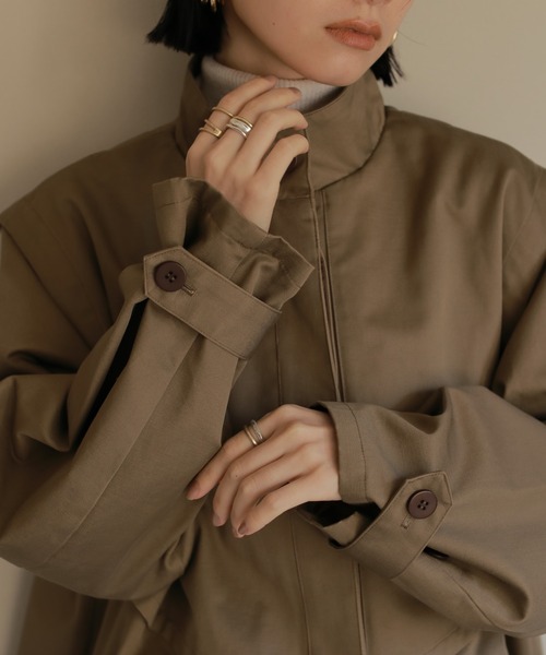 ReNorm（リノーム）の「スタンドカラーレイヤードコート（トレンチコート・レディース・モカ/ダークカーキ・フリー）」の15枚目の写真
