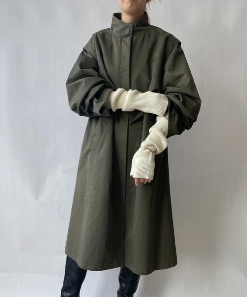 ReNorm（リノーム）の「スタンドカラーレイヤードコート（トレンチコート・レディース・モカ/ダークカーキ・フリー）」の4枚目の写真