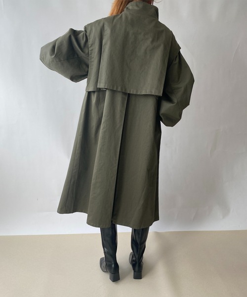 ReNorm（リノーム）の「スタンドカラーレイヤードコート（トレンチコート・レディース・モカ/ダークカーキ・フリー）」の5枚目の写真