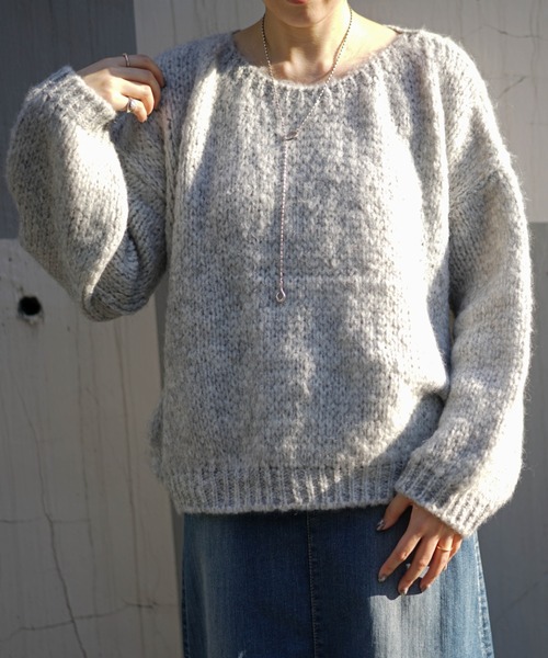 TRICOTS JEAN MARC（トリコットジーンマルク）の「Tricots Jean Marc(トリコット ジーン マルク)  クルーネックニットプルオーバー（ニット/セーター・レディース・ライトグレー/ベージュ/イエロー/グリーン・FREE）」の2枚目の写真