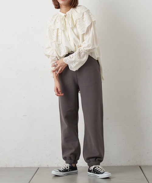 CIAOPANIC TYPY(チャオパニックティピー)の「スウェードライク裏毛スウェットパンツ(スウェットパンツ・レディース・チャコールグレー/アイボリー/ライトグレー・ONE SIZE)」の15枚目の写真