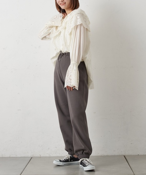 CIAOPANIC TYPY(チャオパニックティピー)の「スウェードライク裏毛スウェットパンツ(スウェットパンツ・レディース・チャコールグレー/アイボリー/ライトグレー・ONE SIZE)」の18枚目の写真