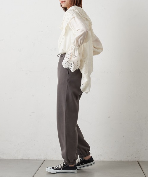 CIAOPANIC TYPY(チャオパニックティピー)の「スウェードライク裏毛スウェットパンツ(スウェットパンツ・レディース・チャコールグレー/アイボリー/ライトグレー・ONE SIZE)」の19枚目の写真