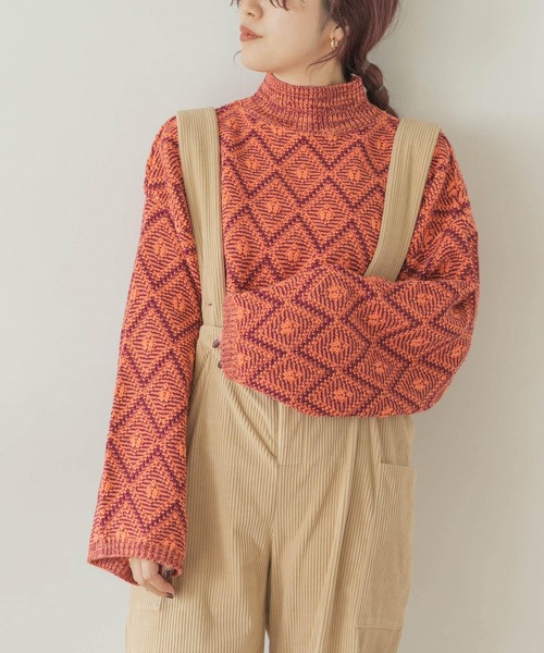 ITEMS URBANRESEARCH（アイテムズ アーバンリサーチ）の「ラーベンアミハイネックニット（ニット/セーター・レディース・ボルドー/ベージュ/ブラック・FREE）」の4枚目の写真