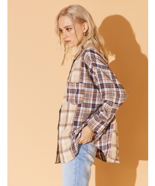 ALEXIA STAM（アリシアスタン）の「Plaid Oversized Shirt/プレイドオーバーサイズシャツ（シャツ/ブラウス・レディース・ブラック/ベージュ・FREE）」の19枚目の写真