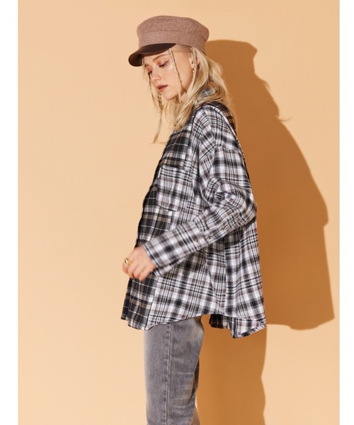 ALEXIA STAM（アリシアスタン）の「Plaid Oversized Shirt/プレイドオーバーサイズシャツ（シャツ/ブラウス・レディース・ブラック/ベージュ・FREE）」の12枚目の写真