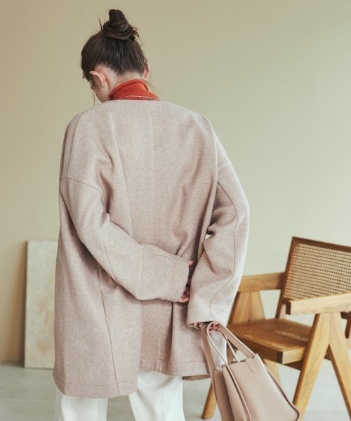 ANGIE（アンジー）の「ノーカラーミドルコクーンコート（ノーカラー