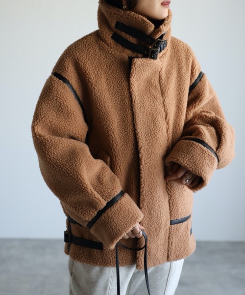 ap retro(アプレトロ)の「フライトボアジャケット(ブルゾン・レディース・アイボリー/キャメル・FREE)」の21枚目の写真
