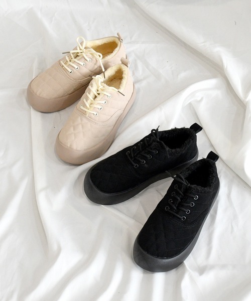 NOFALL（ノーフォール）の「キルティングボアレースアップスニーカー（スニーカー・レディース・ブラック/ベージュ・LL/3L/S/M/L）」の17枚目の写真