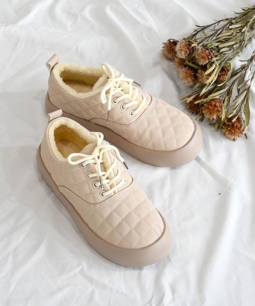 NOFALL（ノーフォール）の「キルティングボアレースアップスニーカー（スニーカー・レディース・ブラック/ベージュ・LL/3L/S/M/L）」の14枚目の写真