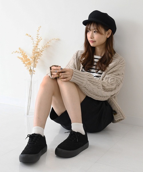 NOFALL（ノーフォール）の「キルティングボアレースアップスニーカー（スニーカー・レディース・ブラック/ベージュ・LL/3L/S/M/L）」の7枚目の写真