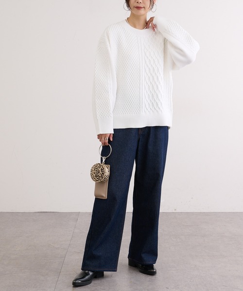 BONbazaar（ボンバザール）の「《ケーブル編み好きな方は喉から手が出るほど欲しい！》POLYケーブルニット（ニット/セーター・レディース・ホワイト/ライトグレー/イエロー系・FREE）」の21枚目の写真