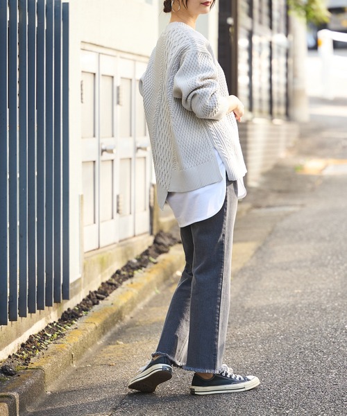 BONbazaar（ボンバザール）の「《ケーブル編み好きな方は喉から手が出るほど欲しい！》POLYケーブルニット（ニット/セーター・レディース・ホワイト/ライトグレー/イエロー系・FREE）」の17枚目の写真